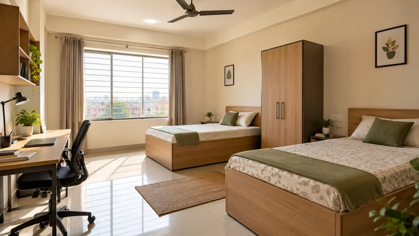 Room, single room at PG Mila Kankarbagh — Co-ed Stay